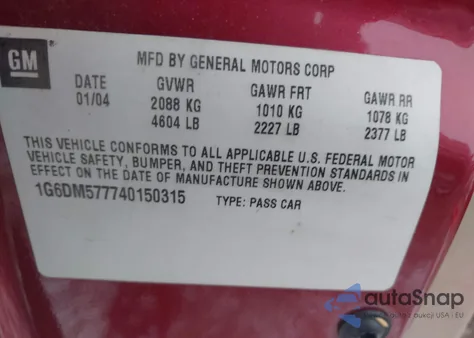 2004 Cadillac Cts Standard из США, поврежденный, VIN 1G6DM577740150315